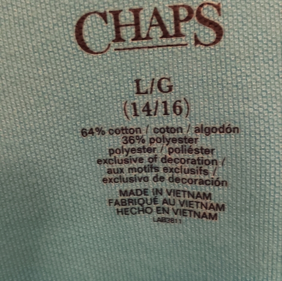 Chaps by Ralph Lauren Blue Collared Polo Shirt, Youth L, Used - Good Condition - Picture 2 of 3